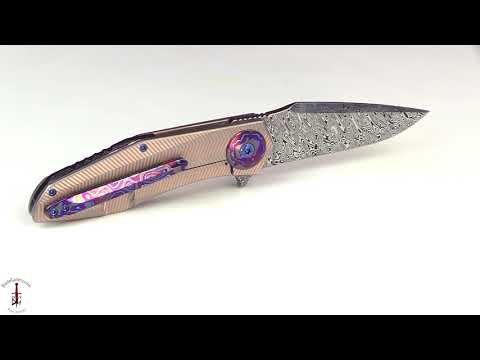 Damascus Accomplice Framelock Flipper with Black Timascus (#81)