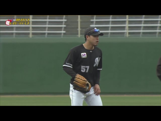 【MBG】追加点は許さない‼ マリーンズ・小川龍成 センターに抜けそうな打球に追いつく好守‼ 2025年2月27日 埼玉西武ライオンズ 対 千葉ロッテマリーンズ