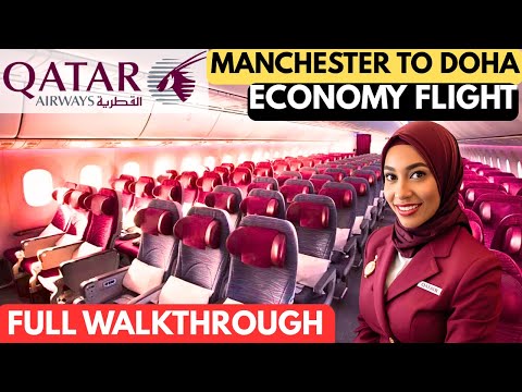MANCHESTER TO DOHA WITH QATAR AIRWAYS - ECONOMY FLIGHT - BOEING 787-9 (FULL WALKTHROUGH)