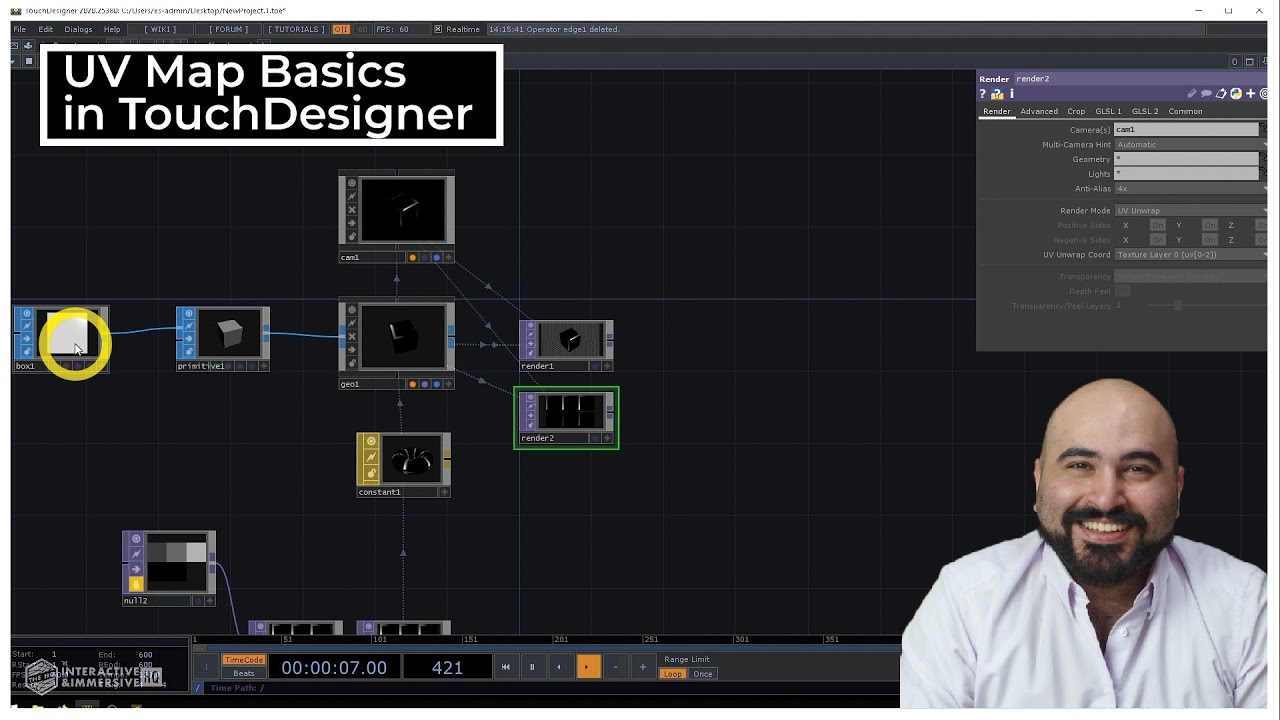 Creating Projection Mapping Content with UVs - TouchDesigner Tutorial 019
