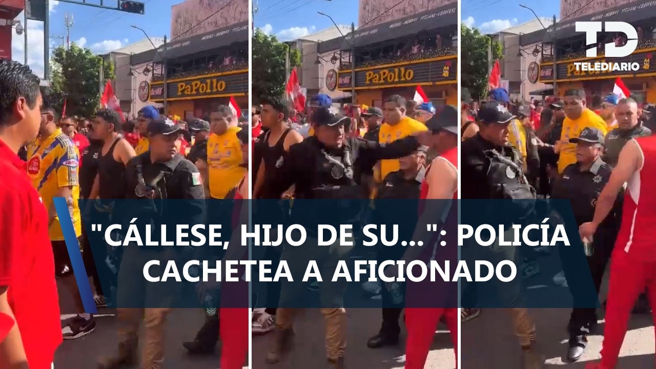 "Cállese, hijo de su...": Policía cachetea a aficionado del Toluca previo al partido contra Tigres
