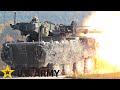 US Army, Firepower. Stryker M1128 MGS armored vehicle with tank gun in action.
