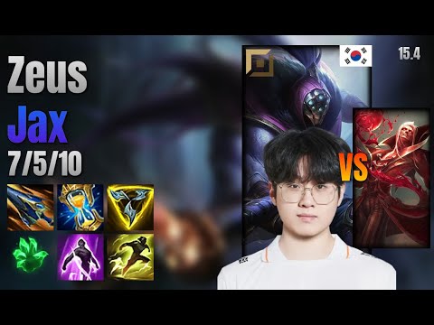 Zeus Top Jax vs Vladimir lol KR solo rank Full Game 15.4 | 제우스 잭스 vs 블라디미르