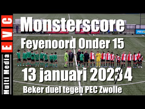 Monterscore bij Feyenoord O15 tegen PEC Zwolle voor de beker op 13 januari 2024