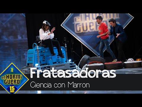 Nuria Roca pierde el control y atropella a Javier Veiga con una fratasadora - El Hormiguero