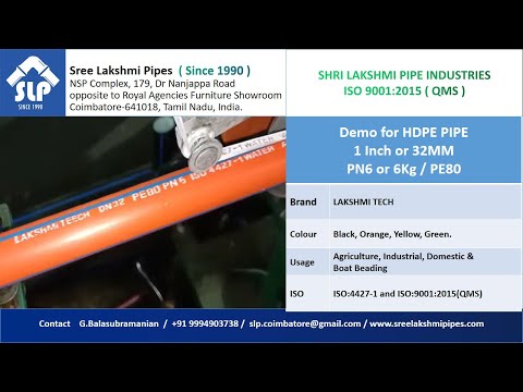HDPE PIPE 1 Inch or 32MM PN6 or 6Kg, PE80