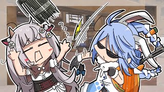 ノエルに何度でもイタズラしに来る配信外ぺこら【ホロライブ切り抜き漫画】【白銀ノエル/兎田ぺこら/アキロゼ/holoRUST】【手描き】