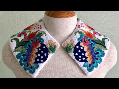 Обзор воротника. Ковровая вышивка.