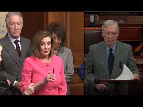 Pelosi signs Impeachment and McConnell slams House impeachment process ahead of Senate trial (Jan 15, 2020)