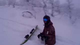 preview picture of video 'backcountry freeride snowboard powder аджигардак много снега 21.02.2015'