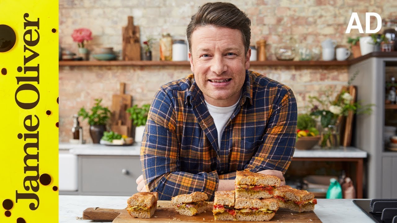 Veg stuffed focaccia: Jamie Oliver