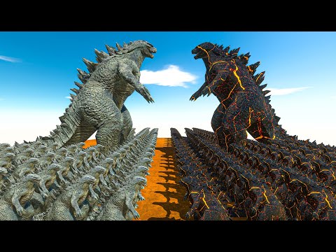 Dark Godzilla War | Growing Godzilla 2014 VS Lava Godzilla - Animal Revolt Battle Simulator
