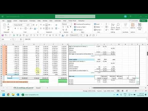 IFRS 16 - Calculation of journals and disclosure notes