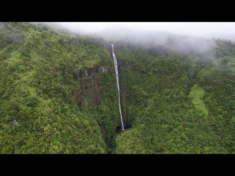 Epic Hawaiian Waterfall in Maui (4K drone video)