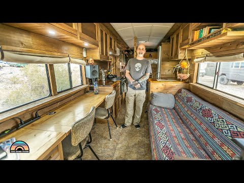 DIY Raised Roof Skoolie - Tiny Cabin Tiny House On Wheels