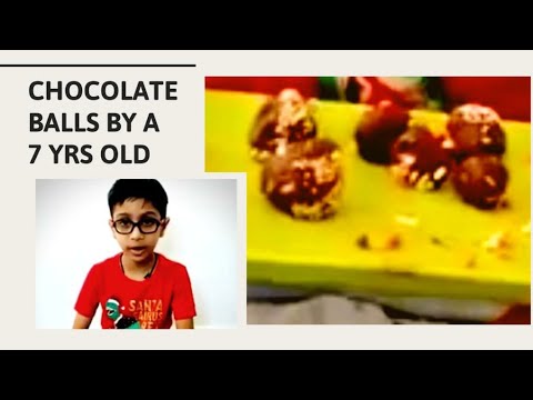 #KidsCooking:  7 yrs old Rishik, son of Prathyusha Yerabati making CHOCOLATE BALLS