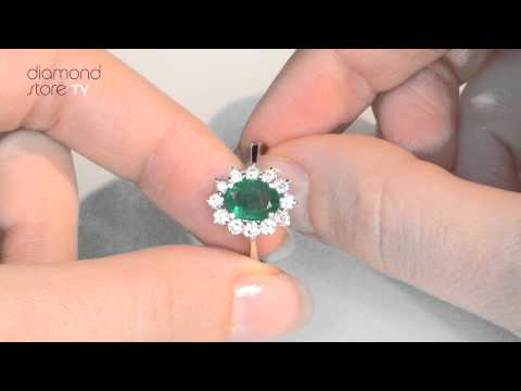 Diamond 0.50ct 18K White Gold Emerald 1.15ct Ring - FET26 gy