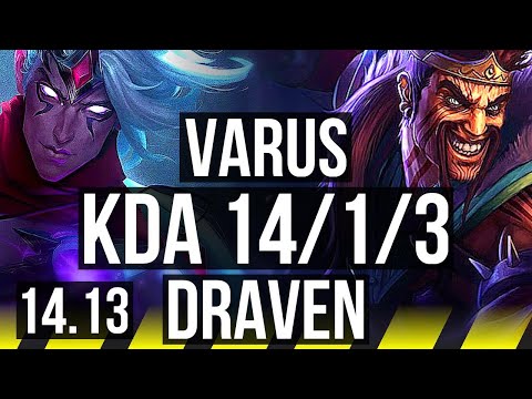VARUS & Lulu vs DRAVEN & Nautilus (ADC) | 14/1/3, 66% winrate, Legendary | EUW Master | 14.13