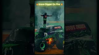 Monster truck Grave Digger on fire🔥, monster jam madness.