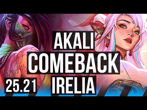 AKALI vs IRELIA (MID) | Comeback, 48k DMG, Godlike | KR Master | 25.21
