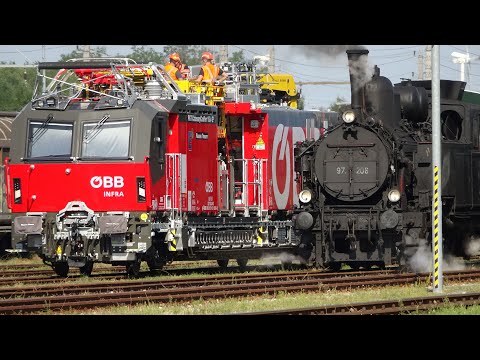 100 Jahre ÖBB Zugparade Vorbereitungen. Aufstellung der Züge.