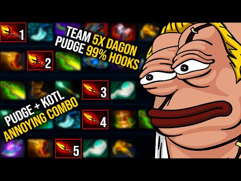 OMG Team Dagon!!! 7.30c Pudge + KOTL The Most Annoying Combo | Epic 99% Hooks [38Mins 47Flesh Heap]
