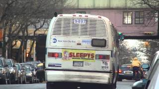 preview picture of video 'MTA NYCT Bus: 1998 Nova-RTS M Shuttle Bus #9497 at Madison St-Seneca Ave (Weekend)'