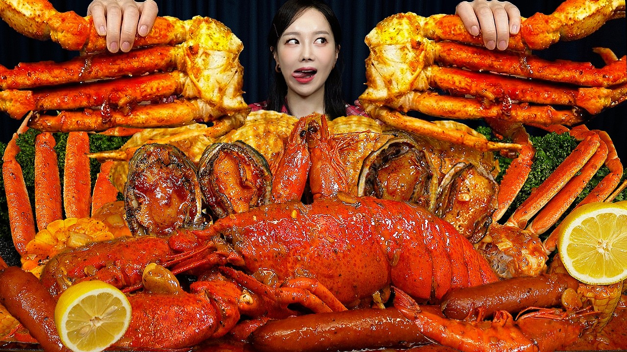 1년만에 먹는 보일링 씨푸드🦞 랍스터 & 대게다리 Spicy Seafood Boil Lobster &  Boiling Crab Seafood Mukbang ASMR Ssoyoung