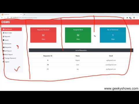 Admin Dashboard of Online Service Management System PHP MySQL Project Hindi