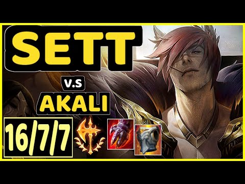 SOLO (SETT) vs AKALI - 16/7/7 KDA TOP CHALLENGER GAMEPLAY - NA