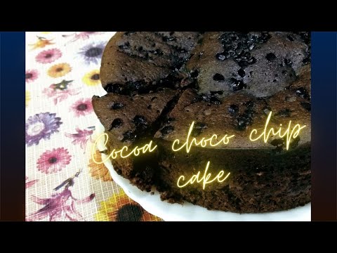 Easy Cocoa ChocoChip Cake Recipe | No Egg No Milk Cake | Less Ingredients Chocolate Cake Recipe