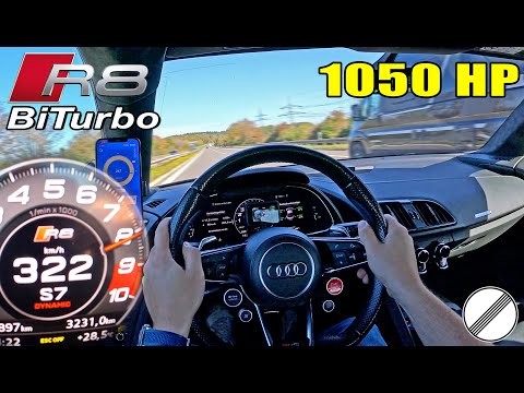 1050HP Audi R8 V10 BiTurbo is FAST! on UNLIMITED AUTOBAHN