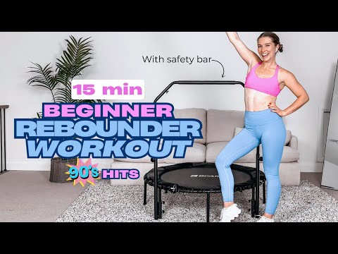 15-Minute Beginner Rebounder Workout with Safety Bar | Easy Low-Impact 90s Hits