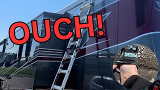 Newmar Dutch Star Inspection + My Ladder FAIL (Ouch!) | RV Inspection Behind the Scenes