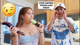Eating EXPLICIT Foods In Front of My Boyfriend To See How He Reacts! *HILARIOUS*
