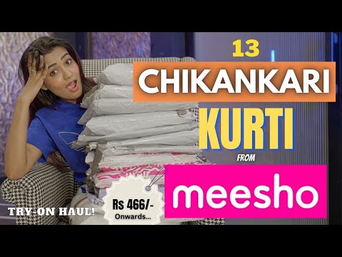 Trendy CHIKANKARI kurti/ Suit set from MEESHO 💕 | Tryon | Honest review || gimaashi