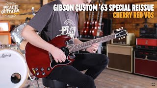 Video thumbnail for No Talking...Just Tones | Gibson Custom 1963 SG Special Reissue Lightning Bar Cherry Red VOS by Peach Guitars