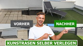 Kunstrasen auf Balkon selber verlegen (mein Test)