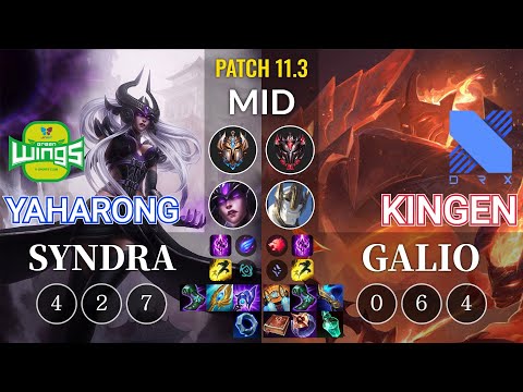 JAG Yaharong Syndra vs DRX Kingen Galio Mid - KR Patch 11.3
