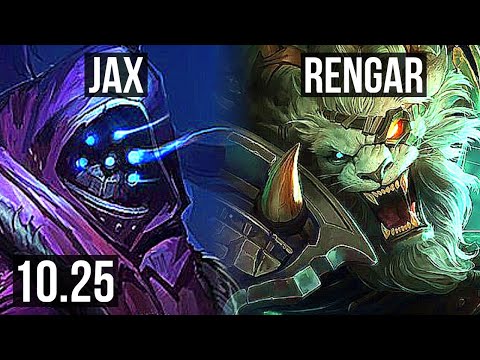 JAX vs RENGAR (TOP) | 6 solo kills, Godlike, 300+ games | EUW Master | v10.25