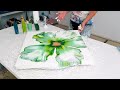Surprising Vibrant GREEN Incredible Final Dutch Pour Flower Painting