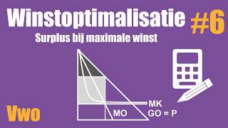Maximale winst: surplus berekenen en arceren onvolkomen concurrentie (MO = MK) -