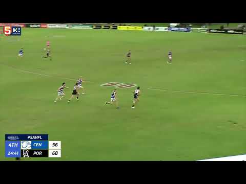 Rd 10 SANFL Snapshot - Port's Mitch Georgiades takes two bounces and kicks the sealer
