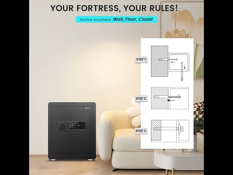 Kavey 2.0 Cub Safe Box, Home Safe with Backlit Touch Screen Keypad and Dual Alarm System