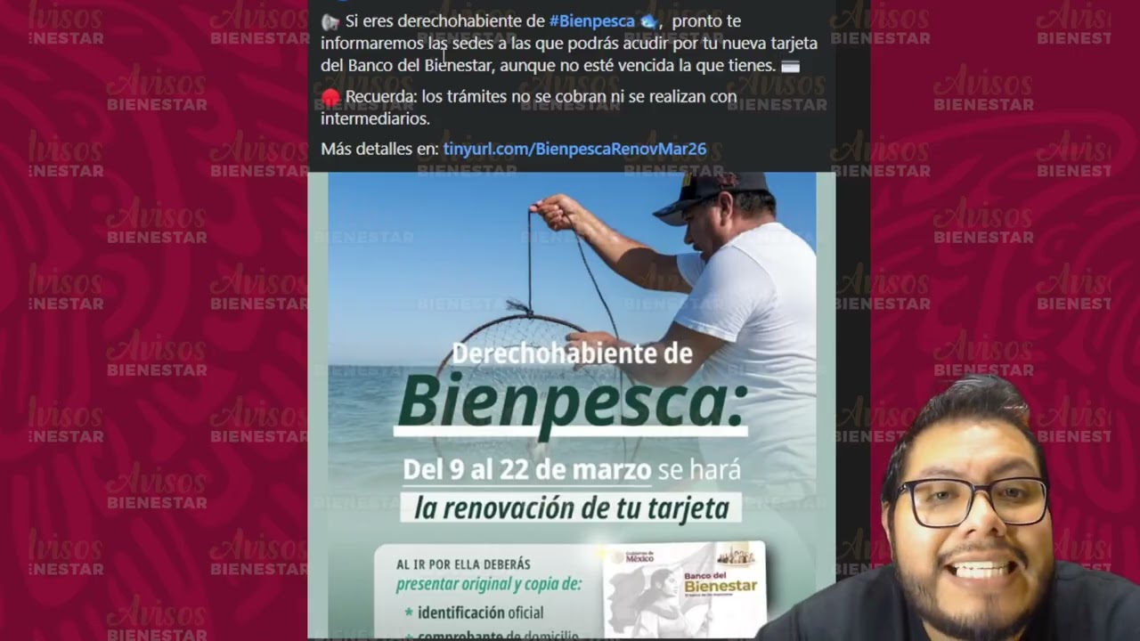 ¡BIENPESCA! Del 9 al 22 de marzo se hará la renovación de tarjeta. CORRE LA VOZ
