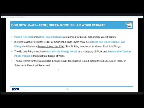 DOB NOW Build – Emergency Energy Storage Equipment (EESE)/Green Roof/Solar Training