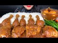 SPICY CHICKEN LEG PIECE CURRY SPICY EGG CURRY GREENCHILLI WITH RICE ASMR EATING