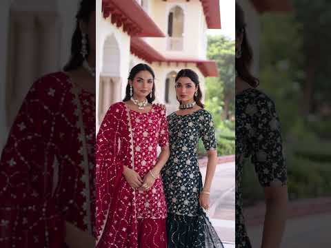 Pink Elegant Faux Georgette Sequins Embroidered Kurti with Sharara & Dupatta Set – Premium Party & Festive Wear