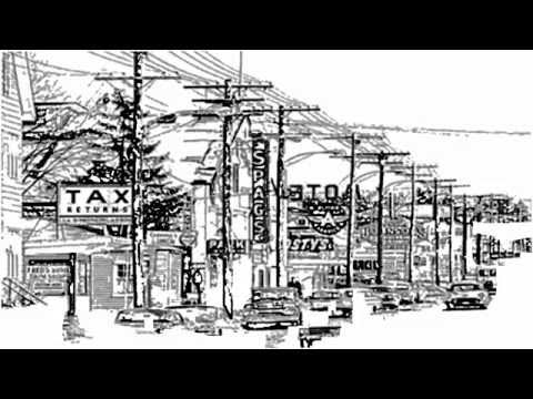 Video Dominion - Automatic sketch of 1950's Rt 9 Shrewsbury Ma. Old 1950's cars and Spags