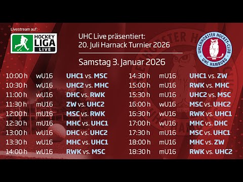 UHC Live - 20. Juli Harnack Turnier - wU16/mU16 Samstag, 3. Januar 2025 ab 10:00 h